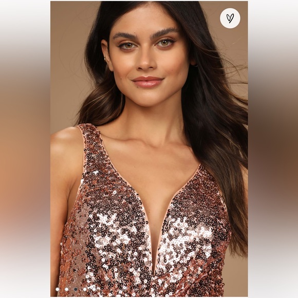 LULU’S Partying All Night Blush Pink Sequin Tulip Mini Dress - Picture 4 of 8